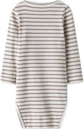 NAME IT BABY romper lila ecru Paars Jongens Katoen Ronde hals Streep - Foto 4