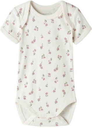 NAME IT BABY romper lila ecru roze (set van 3) Multi Meisjes Katoen Ronde hals - Foto 3