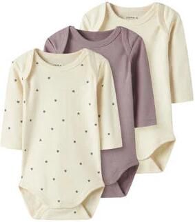 NAME IT BABY romper mauve ecru (set van 3) Meisjes Katoen Ronde hals - Foto 6