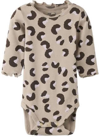 NAME IT BABY romper met panterprint beige Meisjes Stretchkatoen Ronde hals