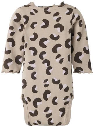 NAME IT BABY romper met panterprint beige Meisjes Stretchkatoen Ronde hals - Foto 3