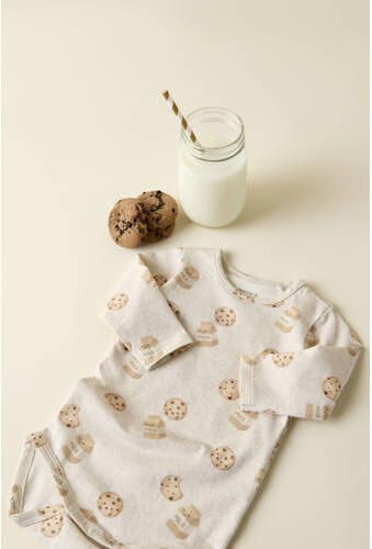 NAME IT BABY romper met print beige Stretchkatoen Ronde hals - Foto 3