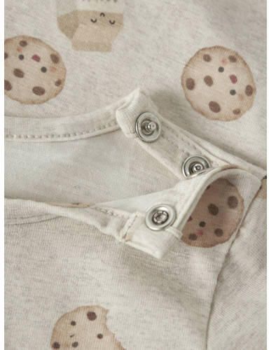 NAME IT BABY romper met print beige Stretchkatoen Ronde hals - Foto 2
