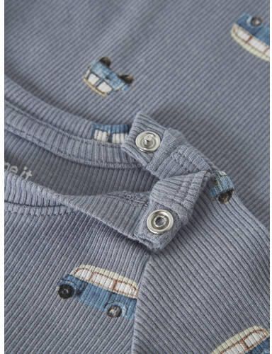 NAME IT BABY romper met print zachtblauw Jongens Stretchkatoen Ronde hals - Foto 2