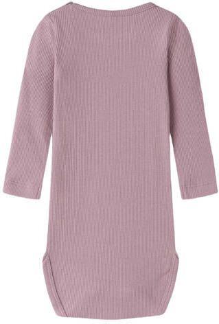 NAME IT BABY romper met textuur lila Paars Stretchkatoen Ronde hals - Foto 2