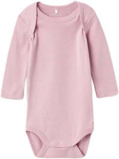 Name it BABY romper NBFBODY set van 2 beige lila Meisjes Biologisch katoen Ronde hals 80 - Foto 3