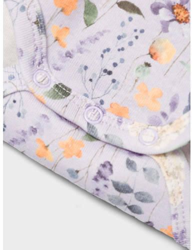 Name it BABY romper NBFDUSSA met ruches en bloemen lila Paars Meisjes Katoen Ronde hals 56