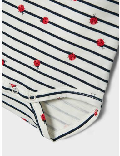 Name it BABY romper NBFFELIAS wit blauw rood Meisjes Katoen Ronde hals 56