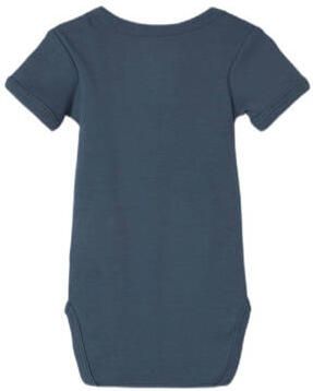 NAME IT BABY romper NBMBODY blauw ecru (set van 3) Jongens Katoen Ronde hals - Foto 4