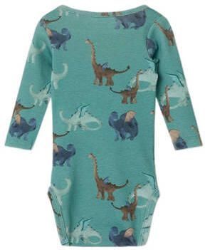 Name it BABY romper NBMDRAGON met dinoprint groen Jongens Katoen Ronde hals 56