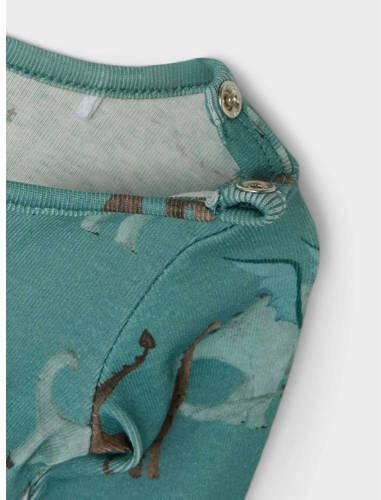 Name it BABY romper NBMDRAGON met dinoprint groen Jongens Katoen Ronde hals 56 - Foto 2