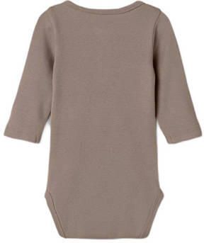 Name it BABY romper NBMFANNO blauw Bruin Jongens Katoen Ronde hals Effen 62