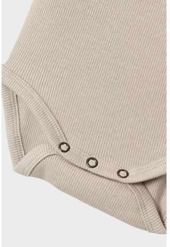 Name it BABY romper NBMKAB taupe Bruin Jongens Katoen Ronde hals Effen 50 - Foto 4