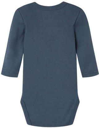 NAME IT BABY romper NBMNIGHTSUIT blauw ecru (set van 3) Jongens Katoen Ronde hals - Foto 4