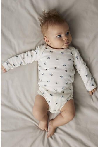NAME IT BABY romper NBMNIGHTSUIT blauw ecru (set van 3) Jongens Katoen Ronde hals - Foto 5