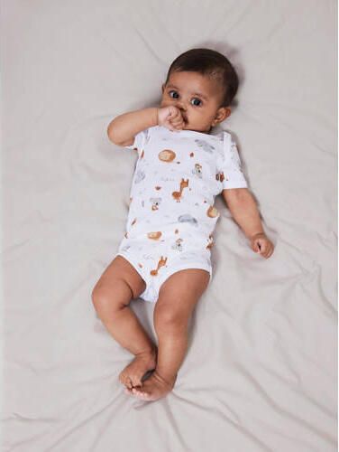 Name it BABY romper NBNBODY set van 2 beige wit Jongens Katoen Ronde hals 50 - Foto 3