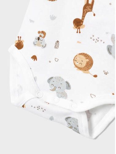 Name it BABY romper NBNBODY set van 2 beige wit Jongens Katoen Ronde hals 50