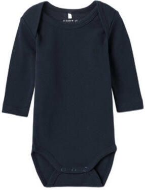 Name it BABY romper NBNBODY set van 2 donkerblauw wit Jongens Stretchkatoen Ronde hals 50 - Foto 4