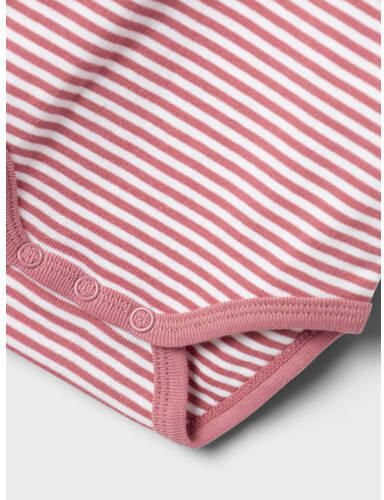 Name it BABY romper NBNBODY set van 2 roze wit Jongens Stretchkatoen Ronde hals 50