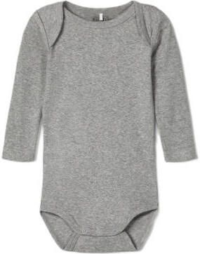 Name it BABY romper NBNBODY set van 3 grijs melange wit donkerblauw Katoen Ronde hals 62 - Foto 3