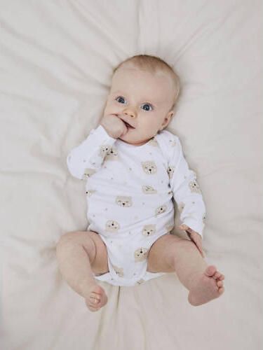 Name it BABY romper NBNBODY set van 3 zand wit Beige Jongens Katoen Ronde hals 50