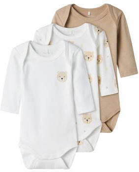 Name it BABY romper NBNBODY set van 3 zand wit Beige Jongens Katoen Ronde hals 56 - Foto 10