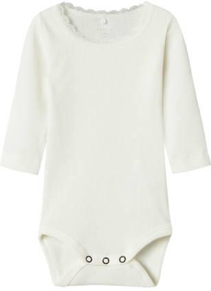 NAME IT BABY romper off white Ecru Meisjes Stretchkatoen Ronde hals Effen