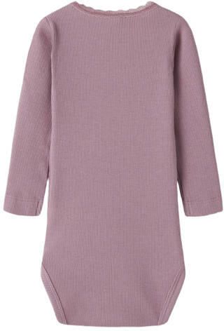 NAME IT BABY romper roze lila Paars Meisjes Stretchkatoen Ronde hals