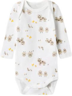 Name it BABY romper set van 2 met printopdruk wit Meisjes Katoen Ronde hals 50 - Foto 3