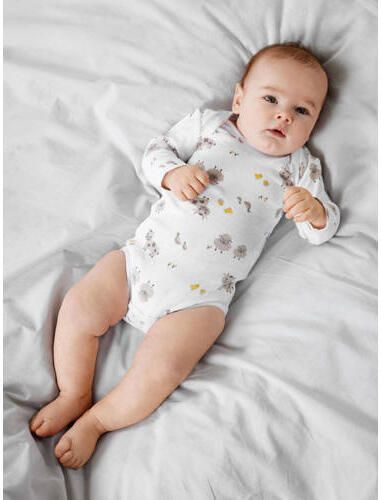 Name it BABY romper set van 2 met printopdruk wit Meisjes Katoen Ronde hals 50