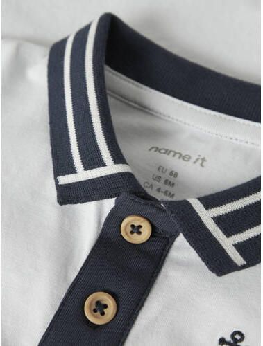 NAME IT BABY romper wit Jongens Stretchkatoen Polokraag Effen - Foto 2