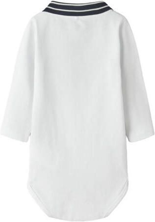 NAME IT BABY romper wit Jongens Stretchkatoen Polokraag Effen - Foto 3