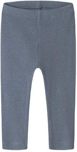 NAME IT BABY skinny regular waist babybroek rib gebreid Legging Blauw Stretchkatoen