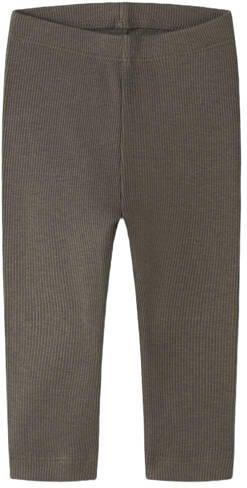 NAME IT BABY skinny regular waist babybroek rib gebreid Legging Bruin Stretchkatoen