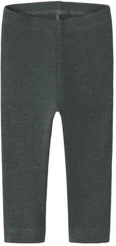 NAME IT BABY skinny regular waist babybroek rib gebreid Legging Groen Stretchkatoen