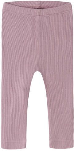 NAME IT BABY skinny regular waist babybroek rib gebreid lila roze Legging Stretchkatoen