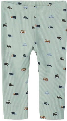 NAME IT BABY slim fit gebreide legging met print groen Broek Jongens Stretchkatoen
