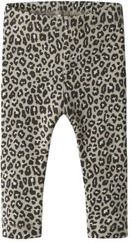NAME IT BABY slim fit legging met panterprint beige Meisjes Stretchkatoen