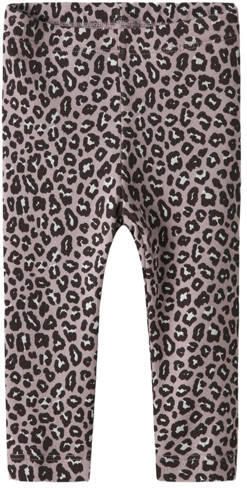 NAME IT BABY slim fit legging met panterprint lila Paars Meisjes Stretchkatoen