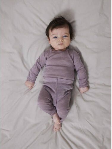 Name it BABY slim fit legging NBFWANG van merinowol en all over print lila Paars 50 - Foto 3