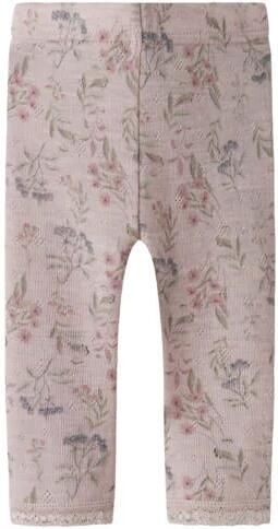 NAME IT BABY slim gebloemde legging met wol Paars Bloemen