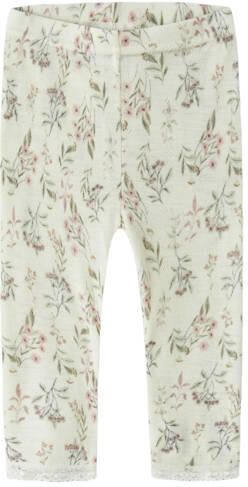 NAME IT BABY slim gebloemde legging met wol wit Bloemen