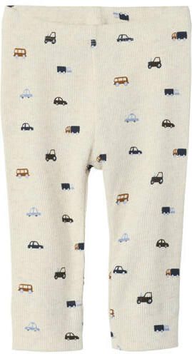 NAME IT BABY slim legging ecru Broek Beige Jongens Stretchkatoen All over print