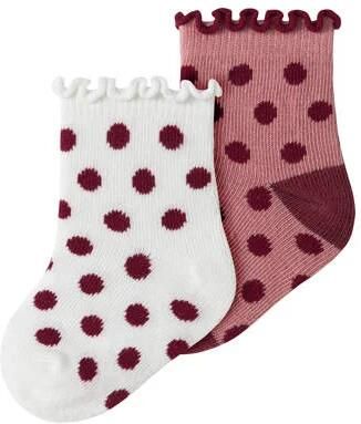 NAME IT BABY sokken met stippen (set van 2) Roze Meisjes Stretchkatoen