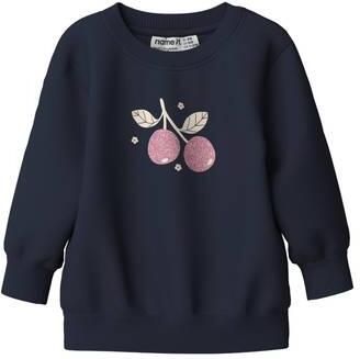 NAME IT BABY sweater donkerblauw Printopdruk