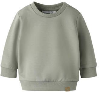 NAME IT BABY sweater groen Effen | Sweater van