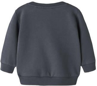 NAME IT BABY sweater met borduursels en print donkerblauw Printopdruk - Foto 3