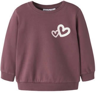 NAME IT BABY sweater met print donkerrood Printopdruk