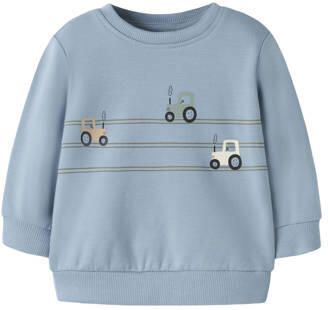 NAME IT BABY sweater met print lichtblauw Printopdruk