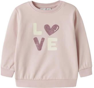 NAME IT BABY sweater met print lichtroze Printopdruk